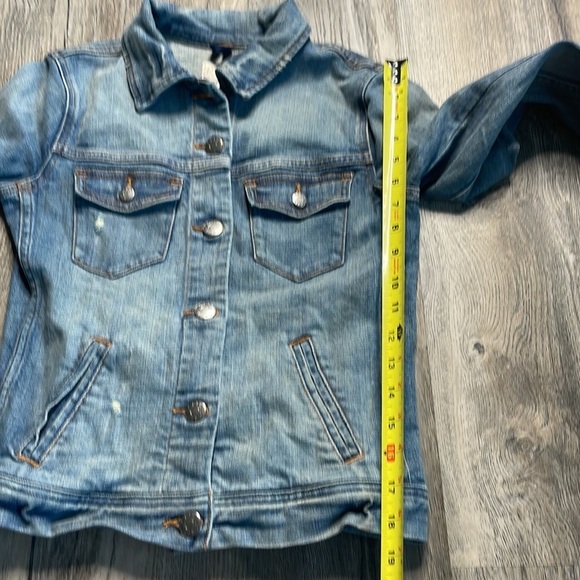 J.Crew Factory Distressed Denim Jacket, size xx small - Picture 7 of 10